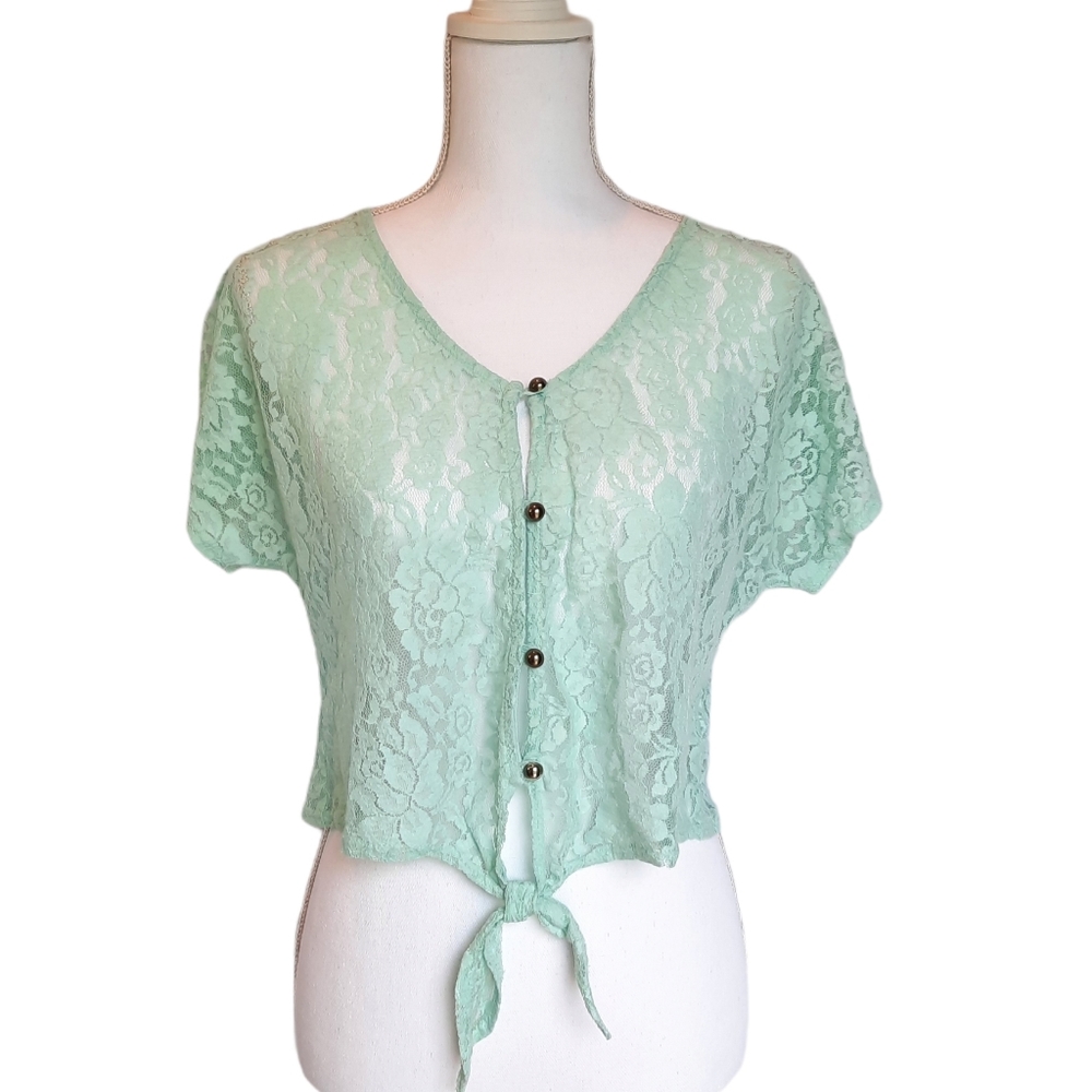 Charlotte Russe | Mint Green Lace Crop Top